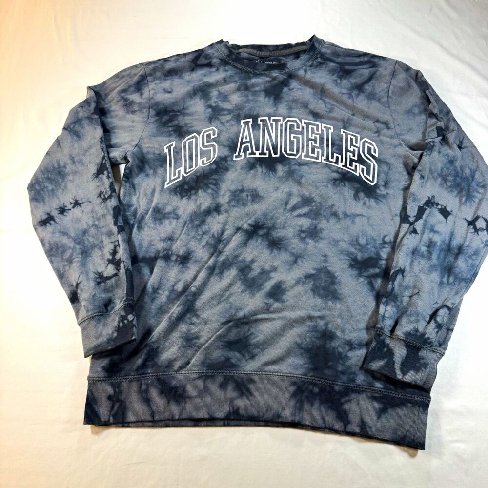 Original Use Fleece Crewneck Sweatshirt Men M Gray Black Tie-Dye Los Angeles